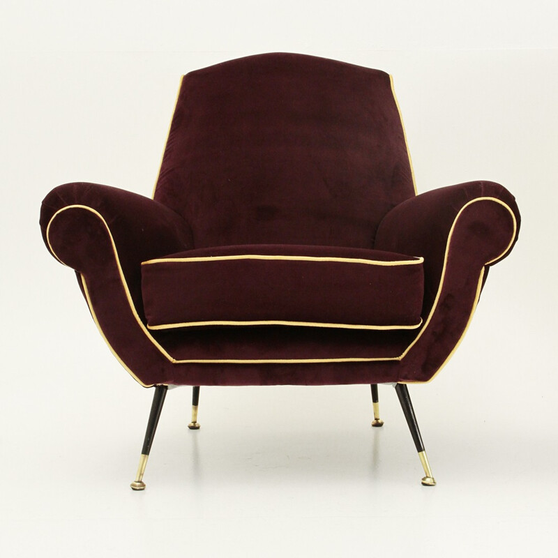 Set of 2 Italian vintage Velvet armchairs - 1950s