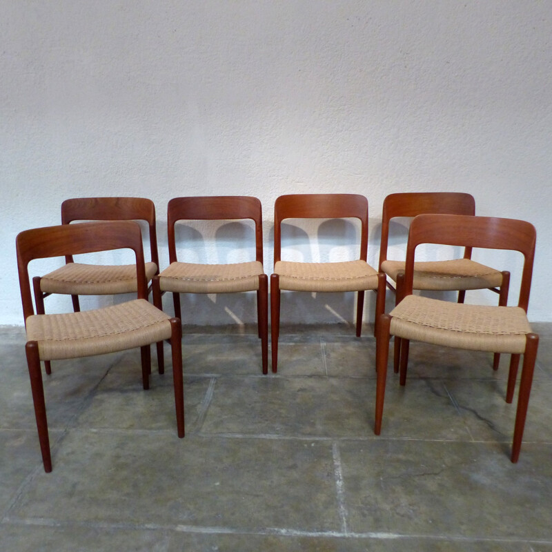 Set of 6 chairs by Niels Moller model "75" - 1950s