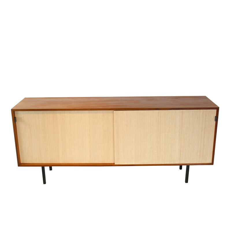 Sideboard of teak and rafia by F. Knoll for Knoll International - 1960s