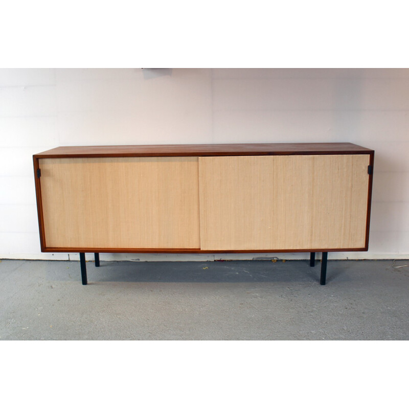 Sideboard of teak and rafia by F. Knoll for Knoll International - 1960s