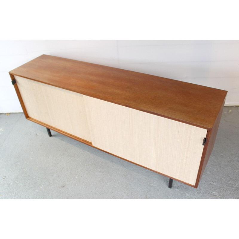 Sideboard of teak and rafia by F. Knoll for Knoll International - 1960s