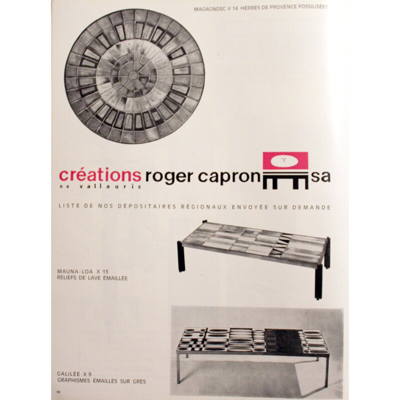 Table basse vintage en céramique de Roger Capron - 1960