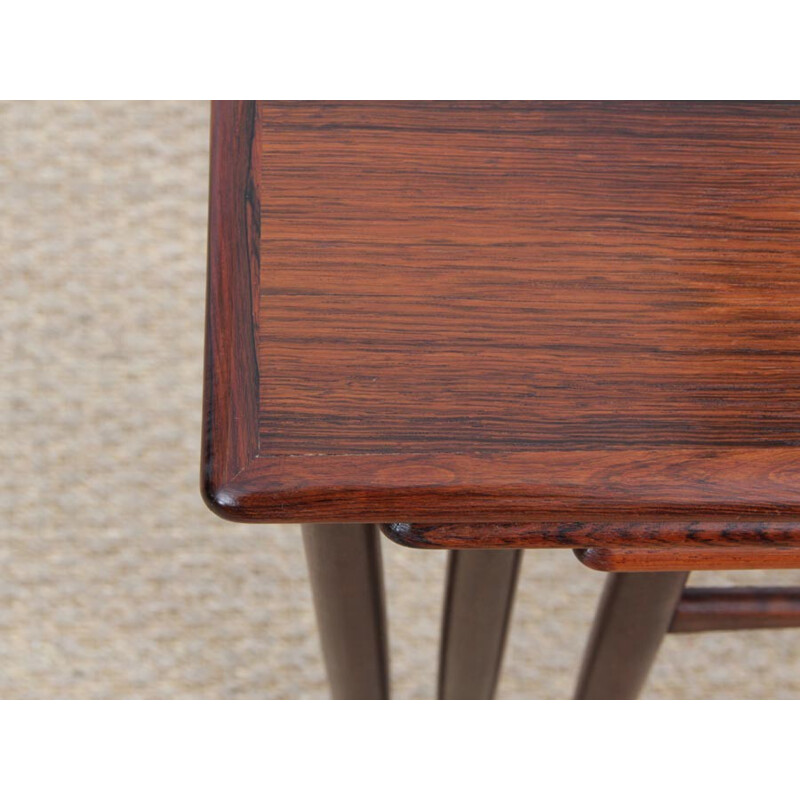 Set of 3 Scandinavian nesting tables in Rio rosewood - 1960s