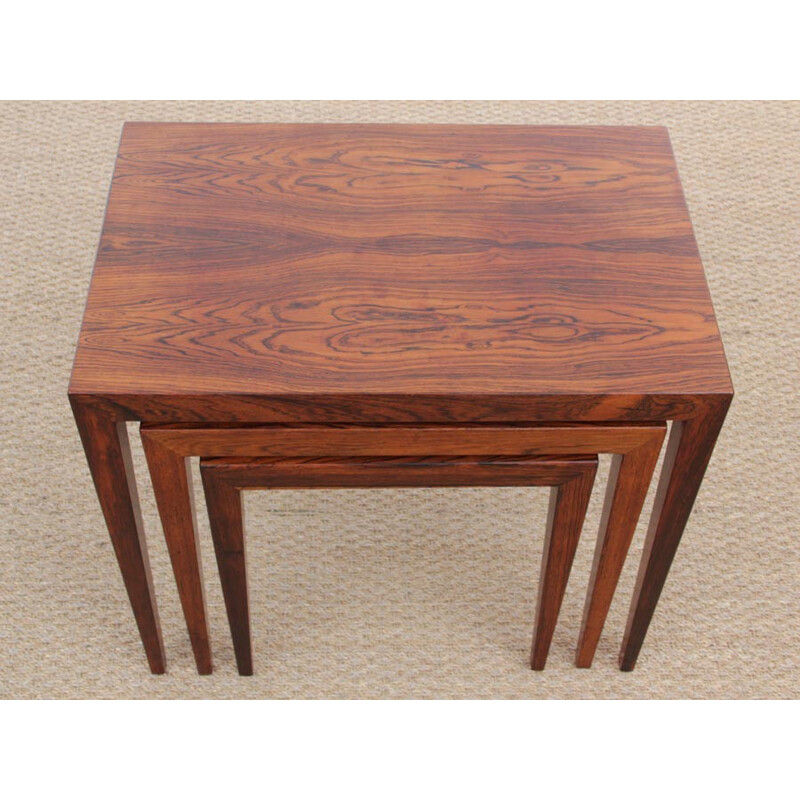 Set of 3 nesting tables in Rio rosewood by Severin Hansen - 1960s