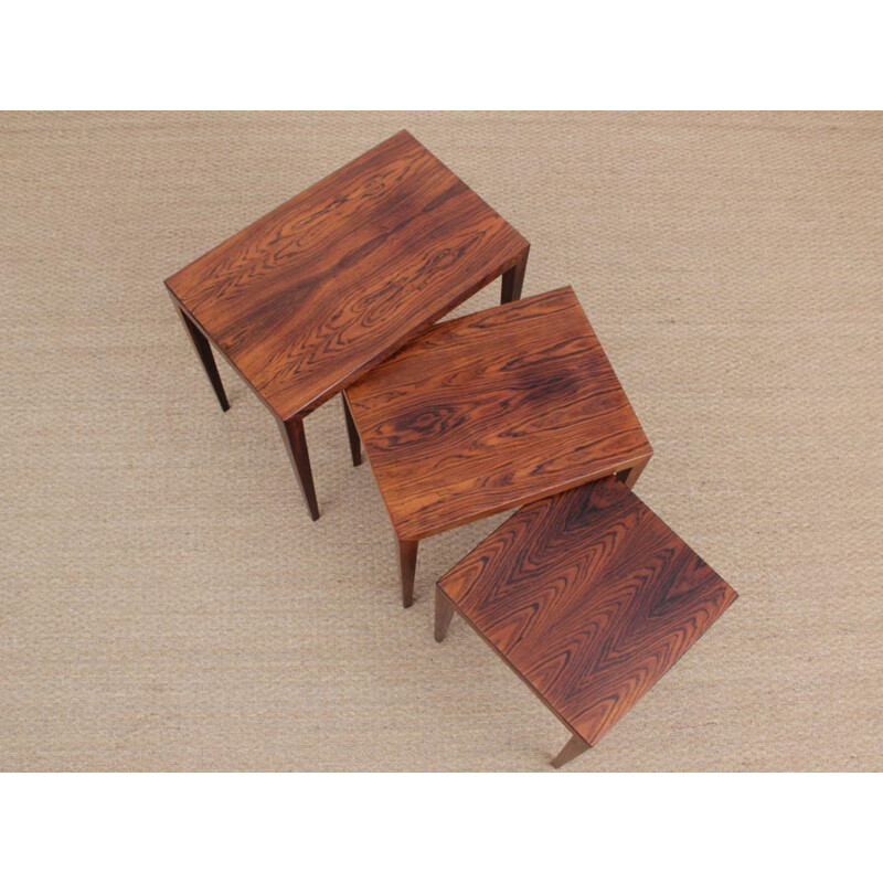 Set of 3 nesting tables in Rio rosewood by Severin Hansen - 1960s