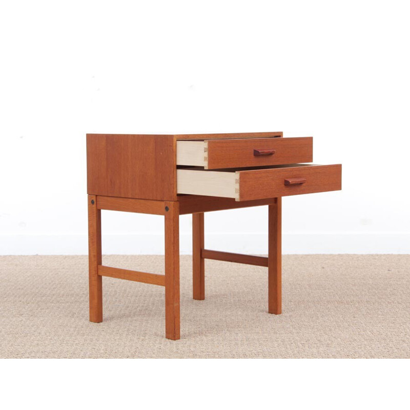 Scandinavian teak entry set, stool and cabinet with drawers - 1960s