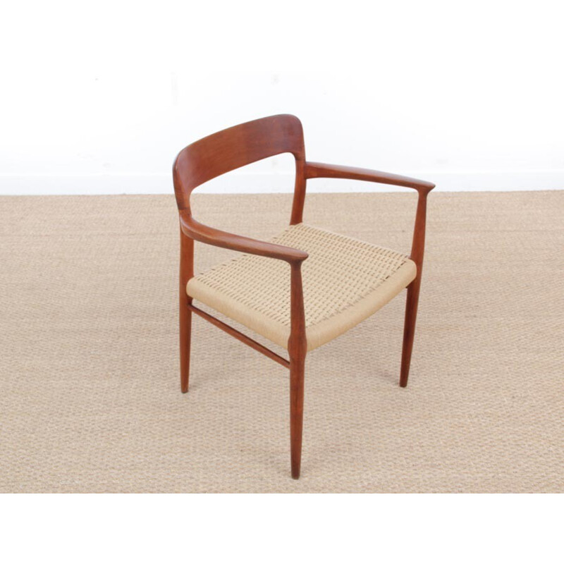 Fauteuil scandinave en teck et corde modèle 56 de Niels O. Møller - 1960