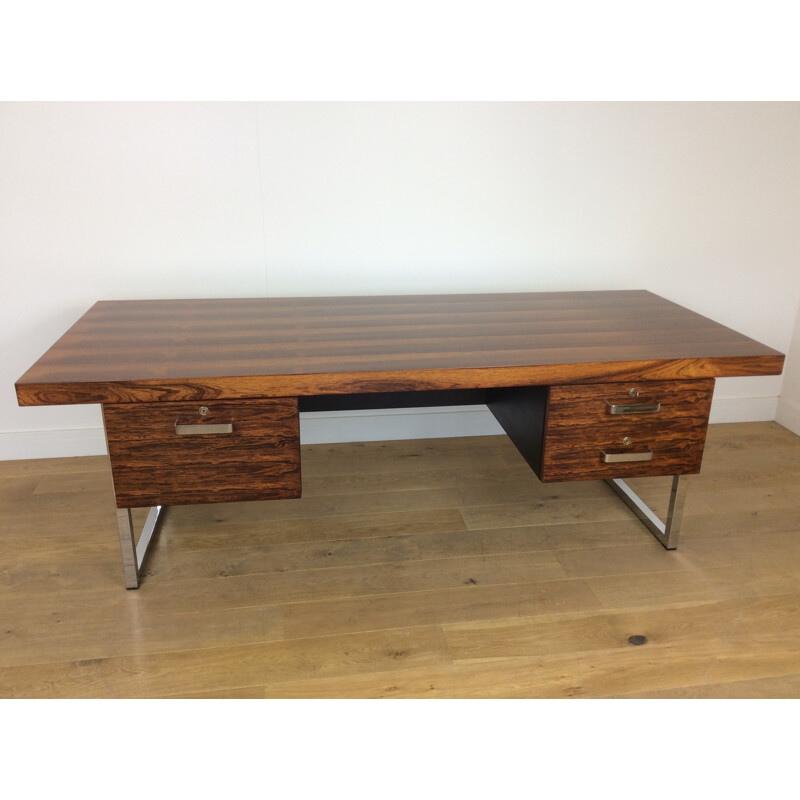 Vintage rosewood and chrome executive desk by Gordon Russell - 1960s