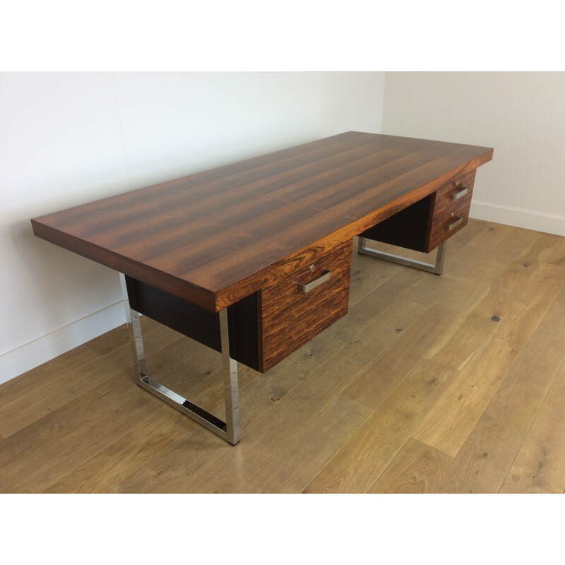 Vintage rosewood and chrome executive desk by Gordon Russell - 1960s