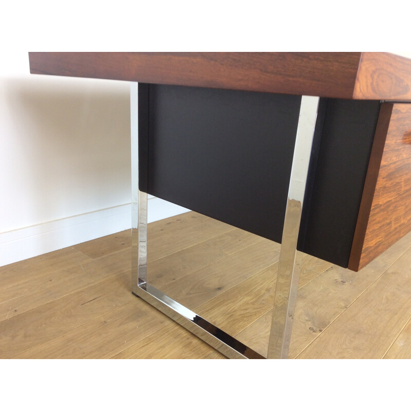 Vintage rosewood and chrome executive desk by Gordon Russell - 1960s