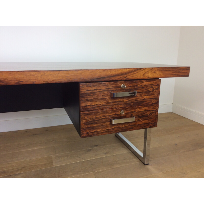 Vintage rosewood and chrome executive desk by Gordon Russell - 1960s