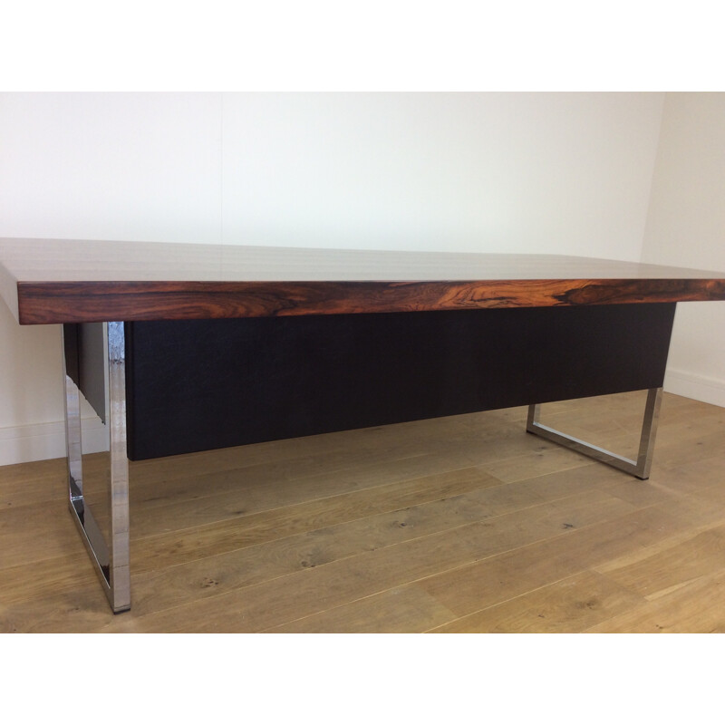 Vintage rosewood and chrome executive desk by Gordon Russell - 1960s