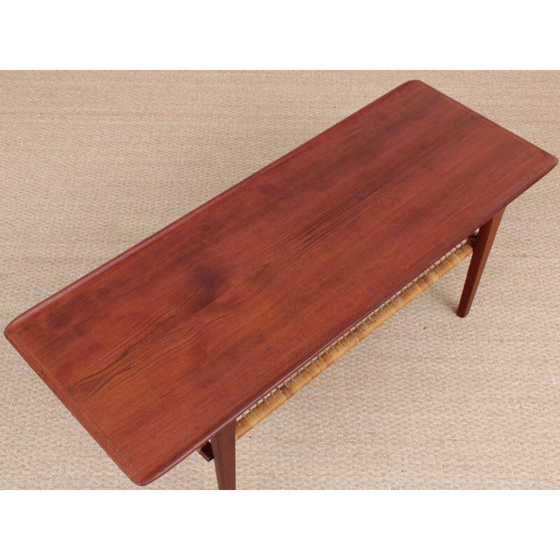 Scandinavian teak coffee table with magazine rack - 1960s