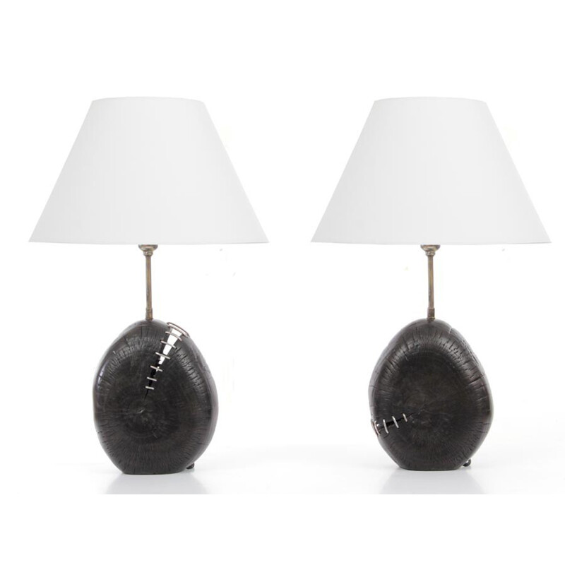 Pair of black table lamps - 2000s