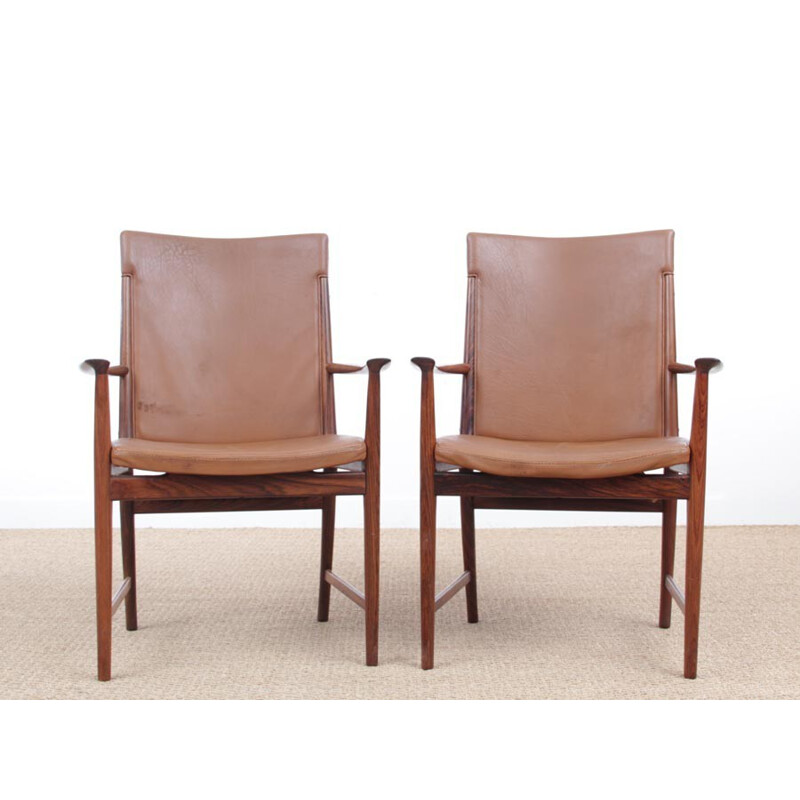 Paire de fauteuils en palissandre de Rio de Kai Lyngfeldt Larsen pour Søren Willadsen - 1960