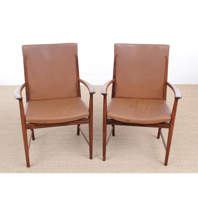 Pair of armchairs in Rio rosewood by Kai Lyngfeldt Larsen for Søren Willadsen - 1960s