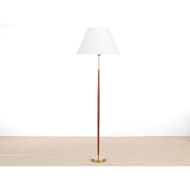 Scandinavian floor lamp in teak and brass - 1960s