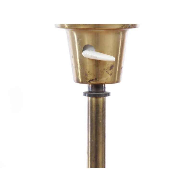 Scandinavian floor lamp in oak and brass - 1960s