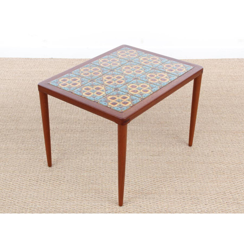 Scandinavian coffee table in teak and ceramic by Henry Walter Klein - 1960s