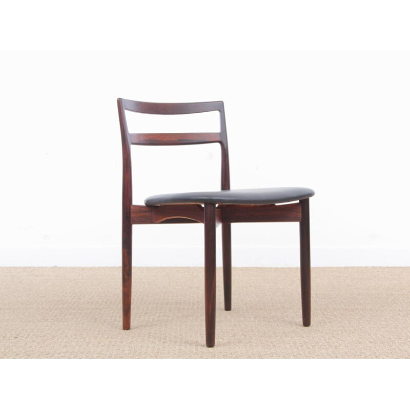 Suite of 6 scandinavian chairs in Rio rosewood, model 61 by Harry Østergaard - 1960s