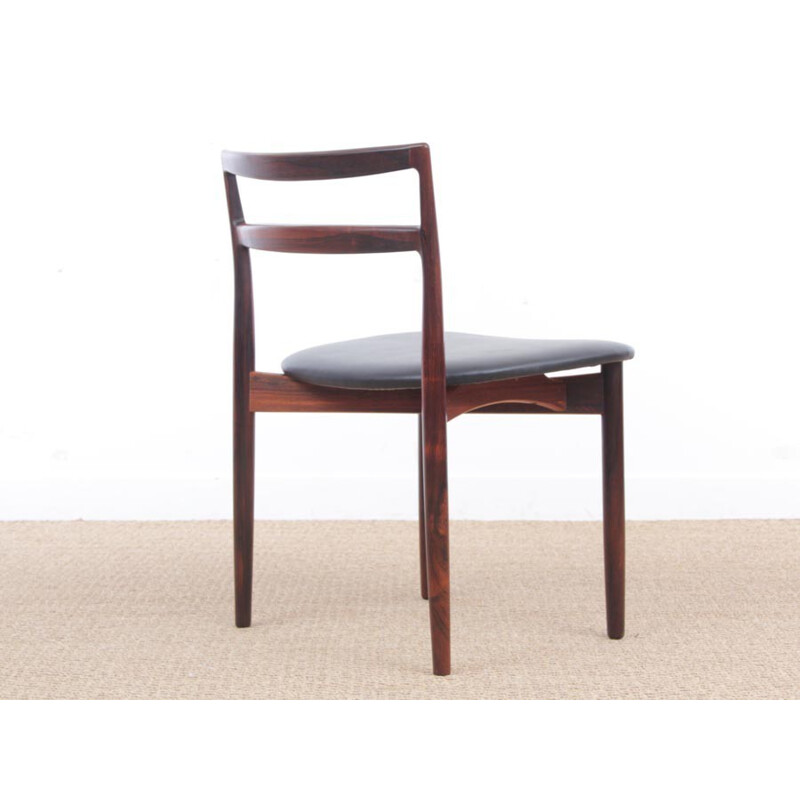 Suite of 6 scandinavian chairs in Rio rosewood, model 61 by Harry Østergaard - 1960s