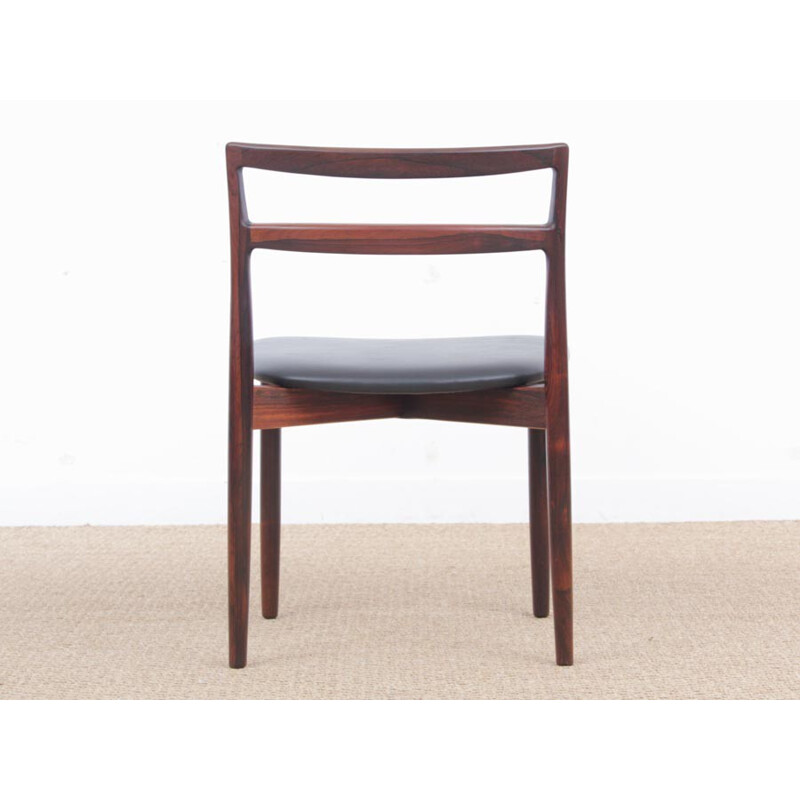 Suite of 6 scandinavian chairs in Rio rosewood, model 61 by Harry Østergaard - 1960s