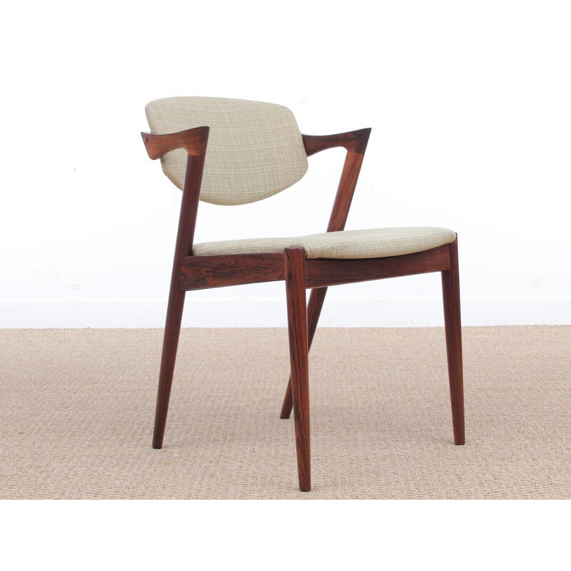 Suite of 6 scandinavian chairs in Rio Rosewood, model 42 by de Kai Kristiansen - 1960s