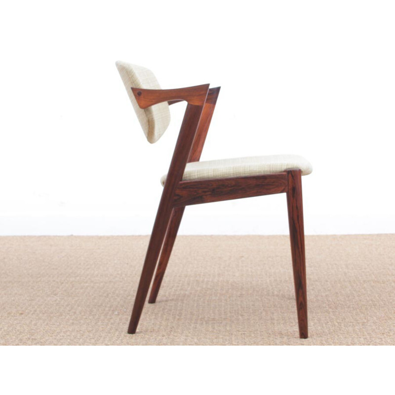 Suite of 6 scandinavian chairs in Rio Rosewood, model 42 by de Kai Kristiansen - 1960s