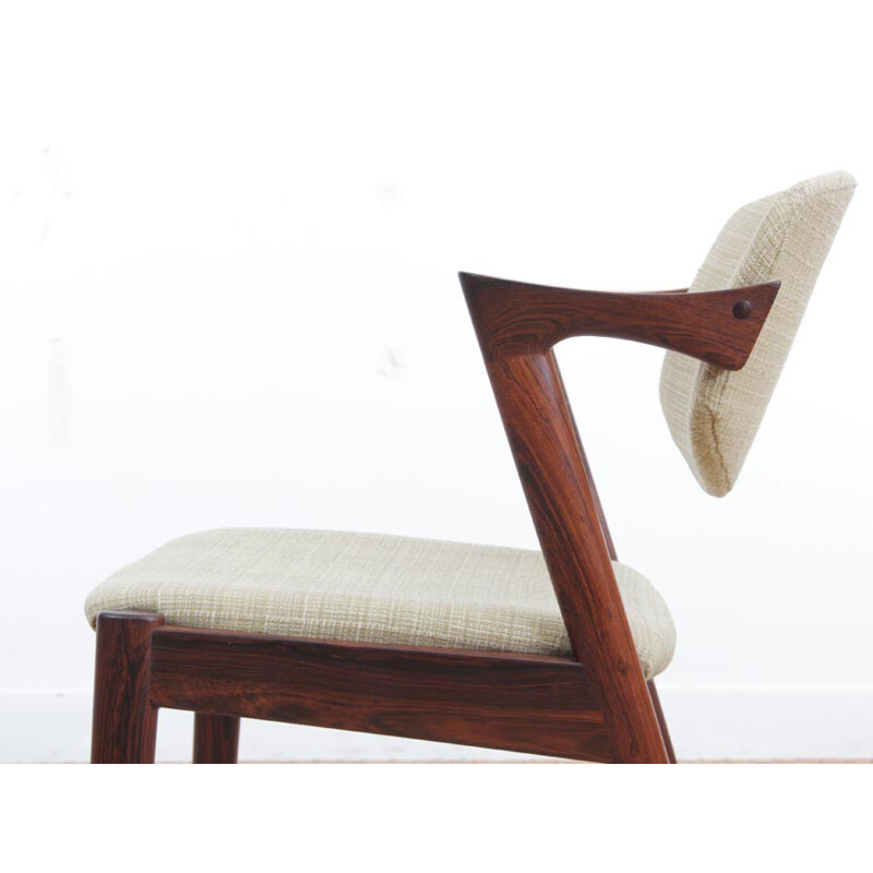 Suite de 6 chaises scandinaves en palissandre de Rio modèle 42 de de Kai Kristiansen - 1960