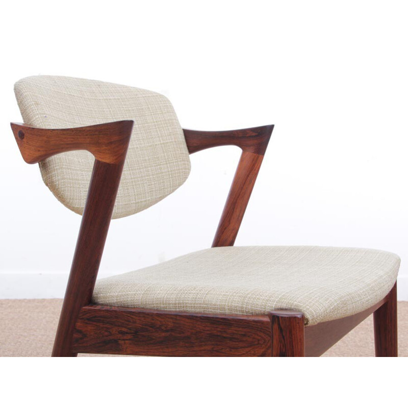 Suite of 6 scandinavian chairs in Rio Rosewood, model 42 by de Kai Kristiansen - 1960s