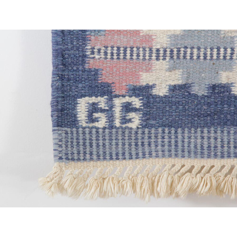 Tapete de lã Rolakan escandinavo tecido à mão - 1970
