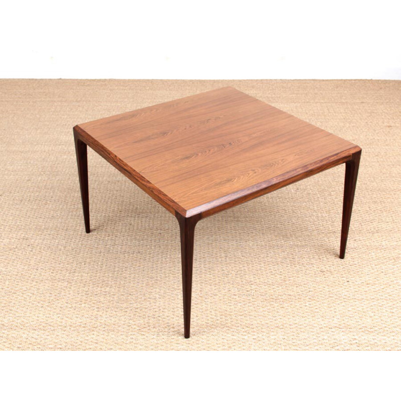 Table basse scandinave carrée en palissandre de Rio modèle Colorado de de Johannes Andersen - 1960