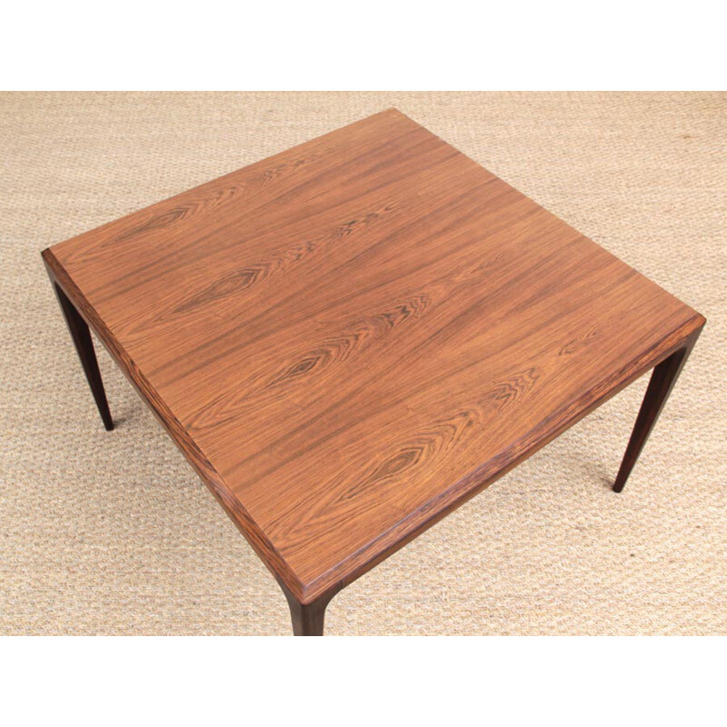 Table basse scandinave carrée en palissandre de Rio modèle Colorado de de Johannes Andersen - 1960