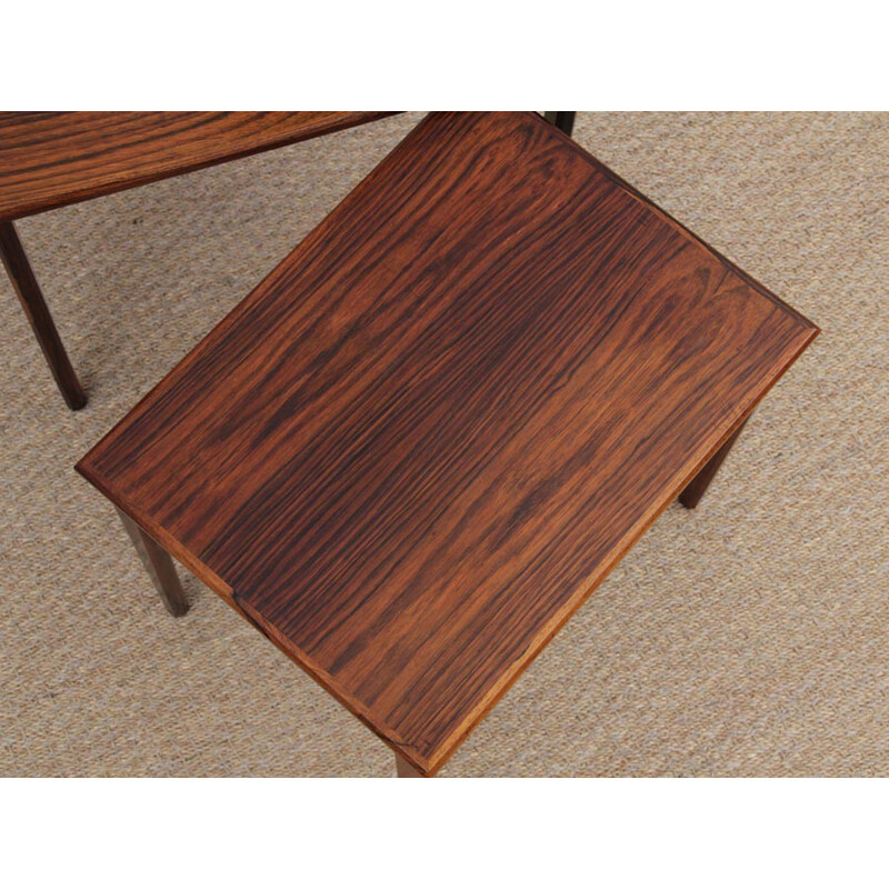 Set of 3 Scandinavian nesting tables in Rio rosewood - 1960s