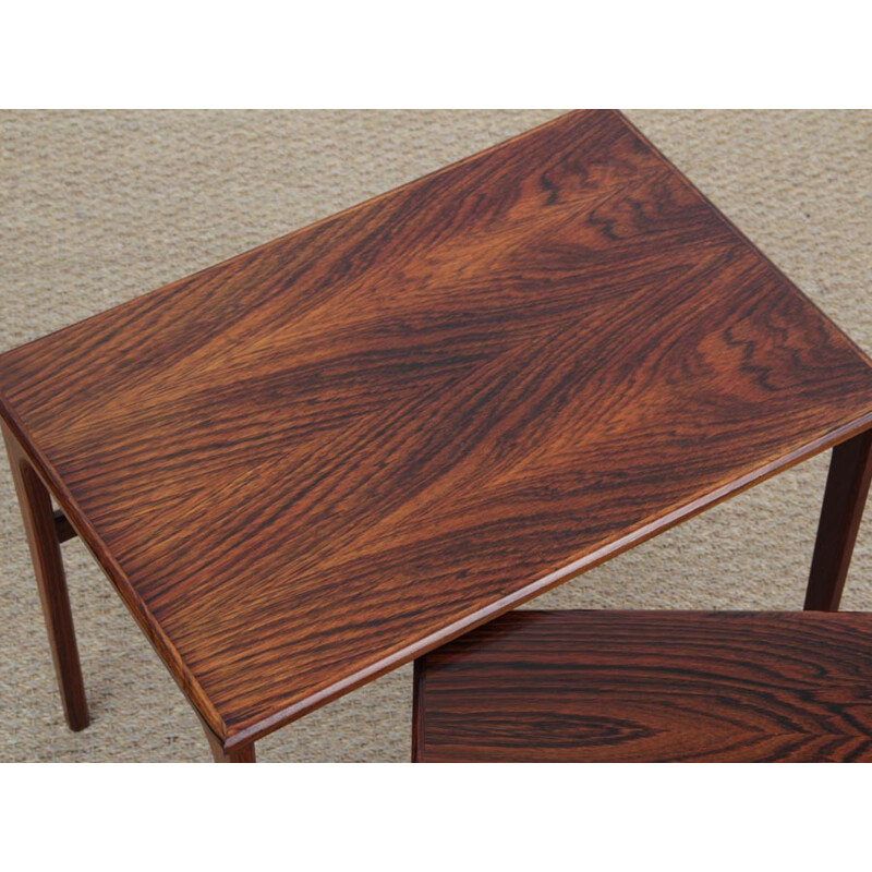 Set of 3 Scandinavian nesting tables in Rio rosewood - 1960s