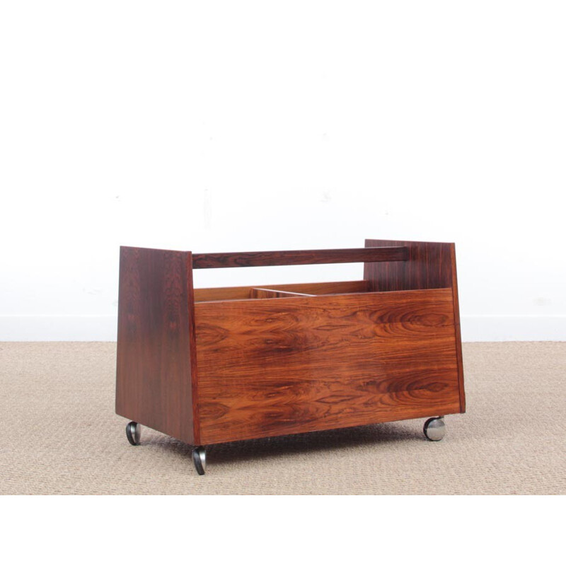 Rack for vinyl records or Scandinavian magazine rack in Rio rosewood by Afdal - 1960s