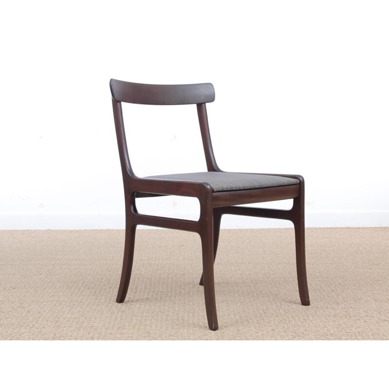 Suite of 6 scandinavian mahogany chairs, Rungstedlund model by Ole Wansher for P. Jeppesen - 1960s