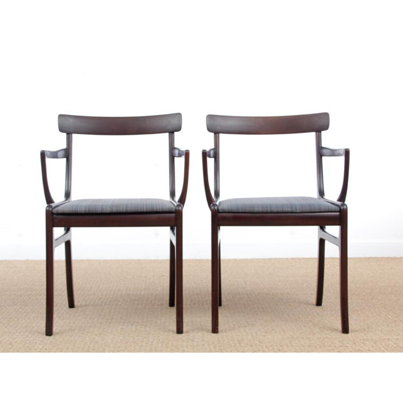 Pair of Scandinavian mahogany armchairs model Rungstedlund by Ole Wansher pour P. Jeppesen - 1960s