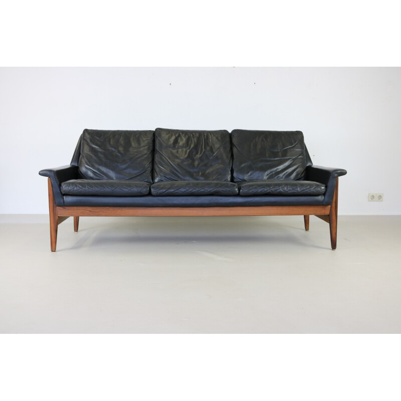 Rosewood black threeseater sofa for Bovenkamp - 1960s