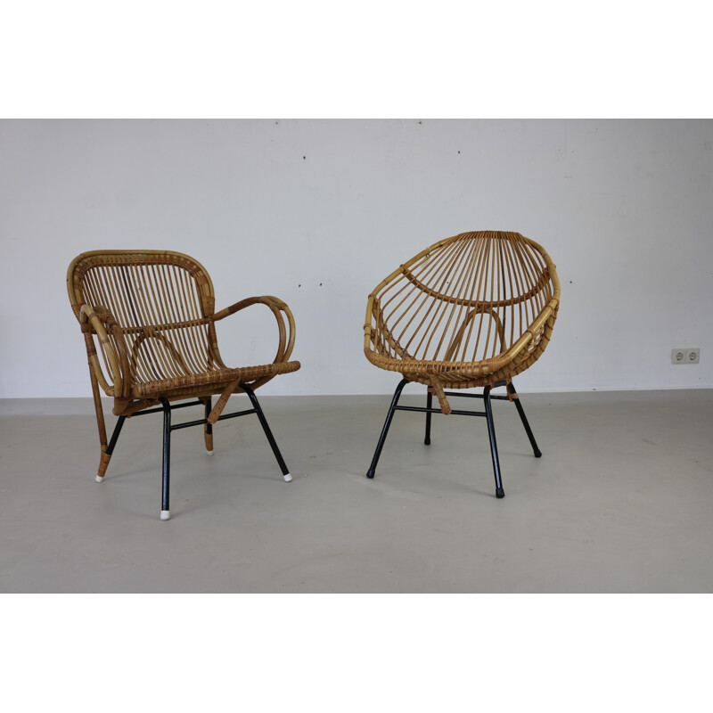 Rattan tub chairs by Rohe Noordwolde - 1960s