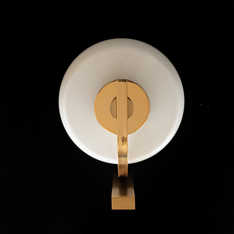 Pair of brass and opaline wall lamps by Arlus - 1960