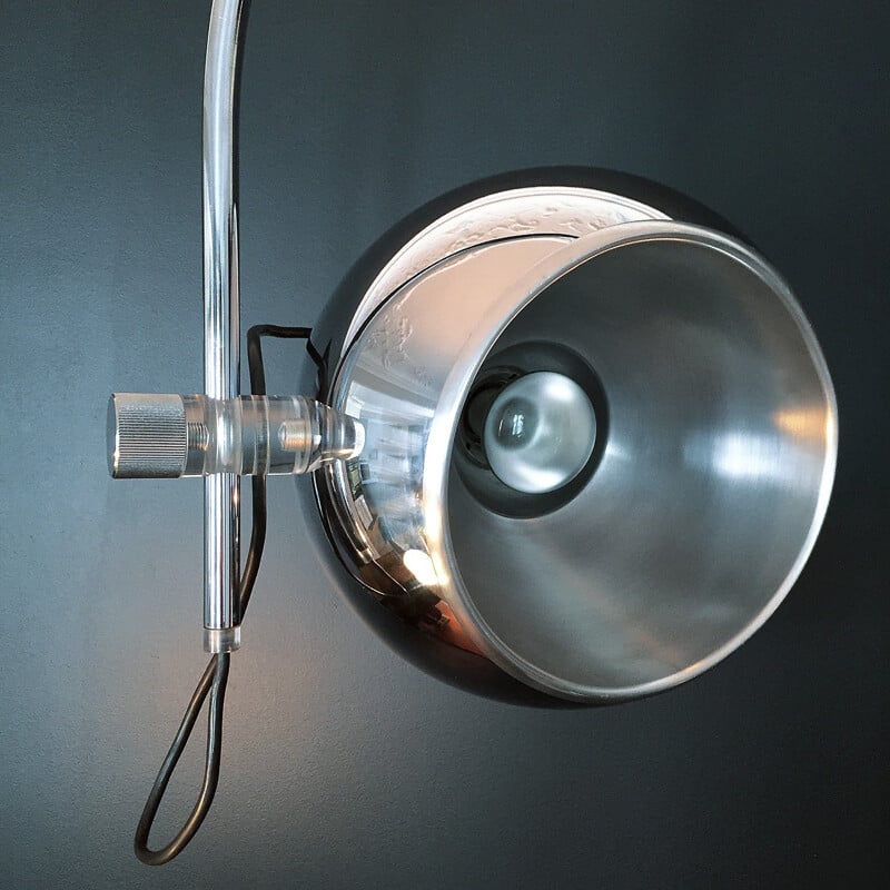Lampadaire Arc type Eye ball en chrome aluminium et Plexiglass - 1960