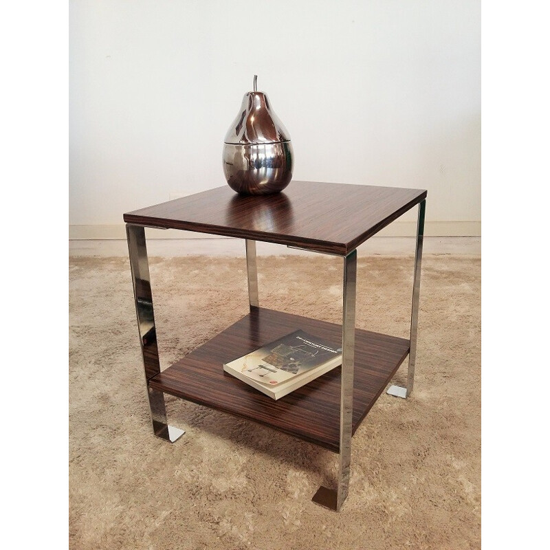 Pair of Zebrano chrome nightstands - 1970s