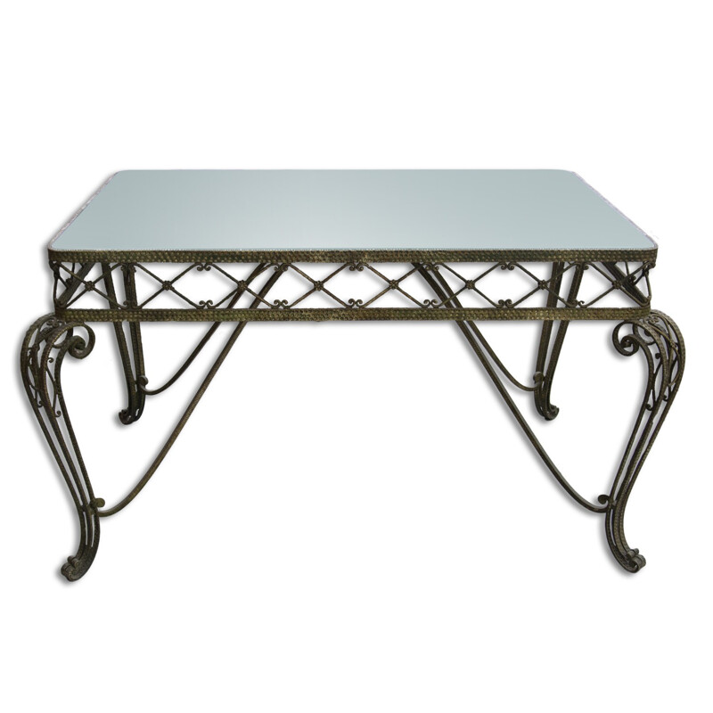 Vintage glass and brass console table, Italy 1940