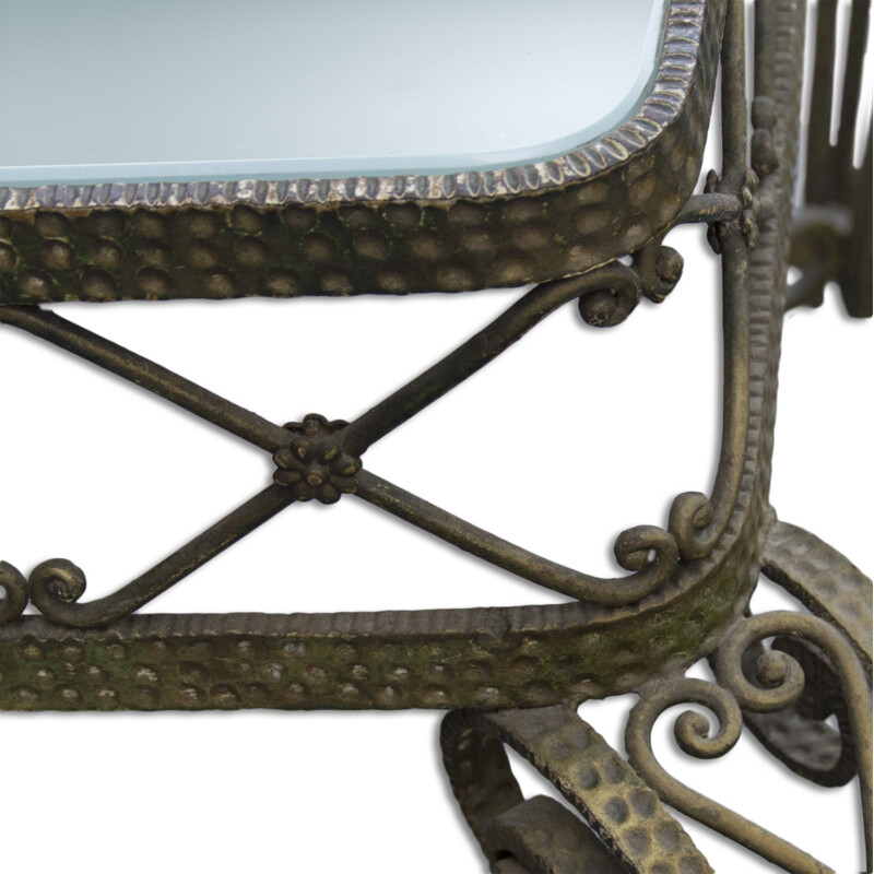 Vintage glass and brass console table, Italy 1940