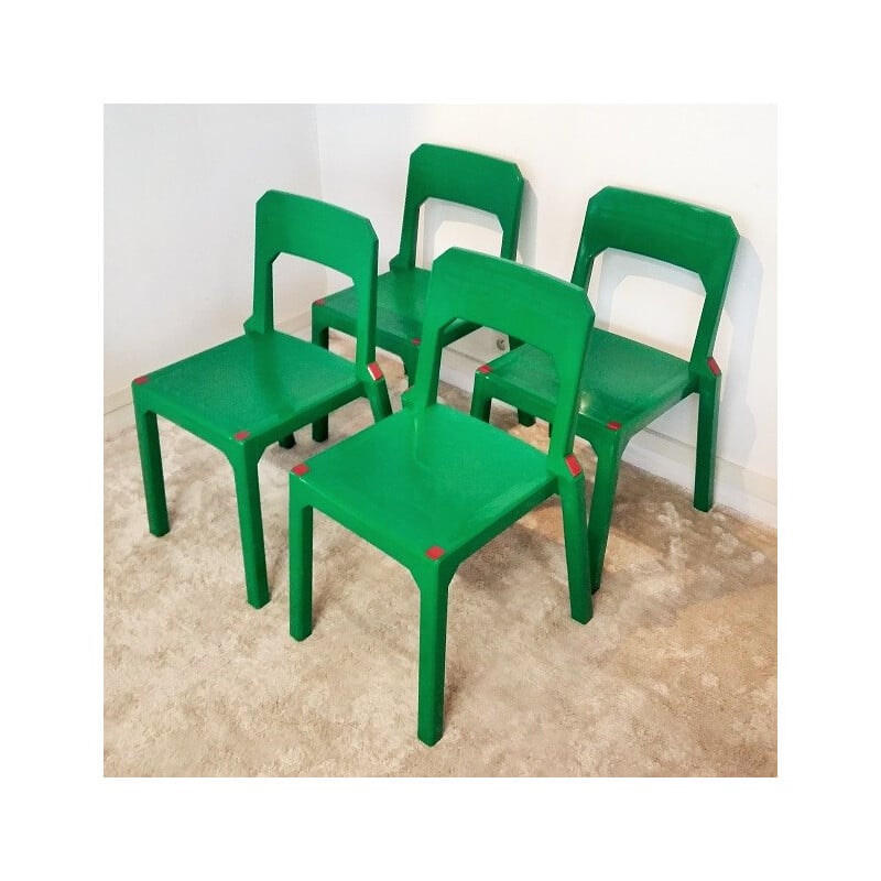 Suite de 4 chaises plastiques de Massonnet par Stamp - 1990