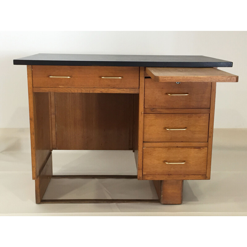 Mid-century French desk made of light oak - 1960s