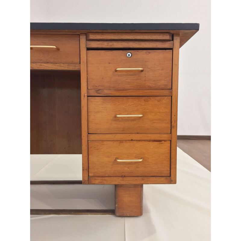 Mid-century French desk made of light oak - 1960s