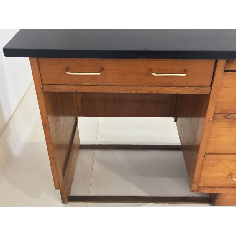 Mid-century French desk made of light oak - 1960s