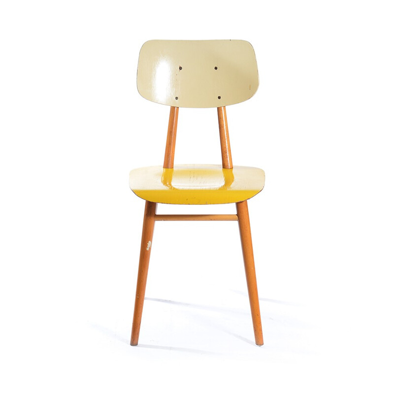 Vintage Yellow Kitchen Chair by TON - 1960s